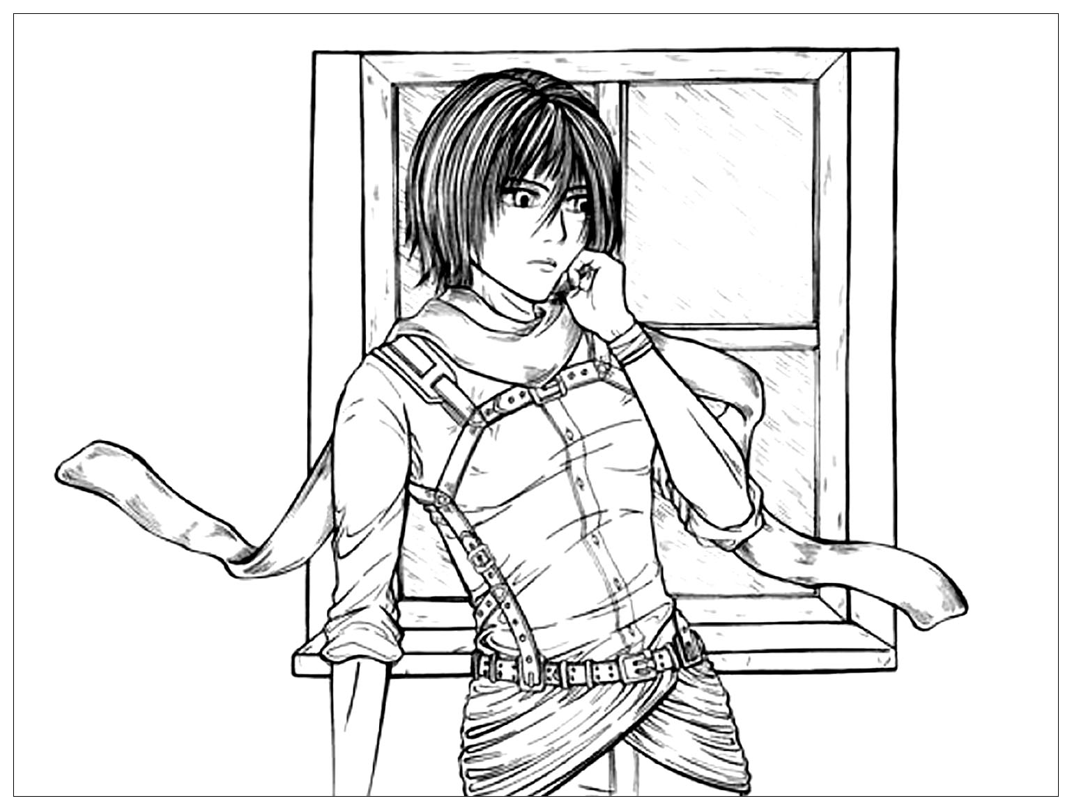 Mikasa Ackerman From AOT Coloring Pages