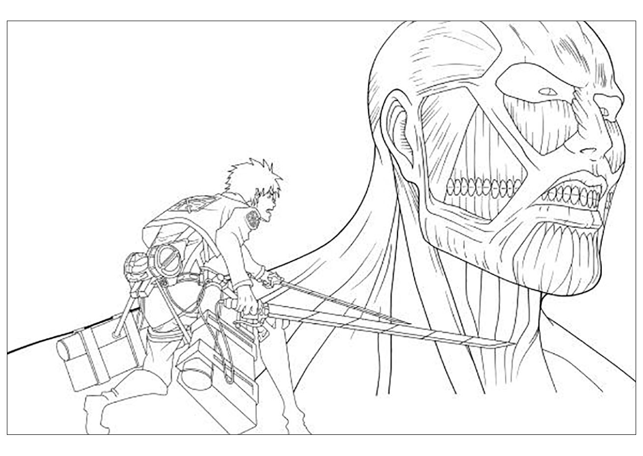 Eren vs the monster Coloring Pages