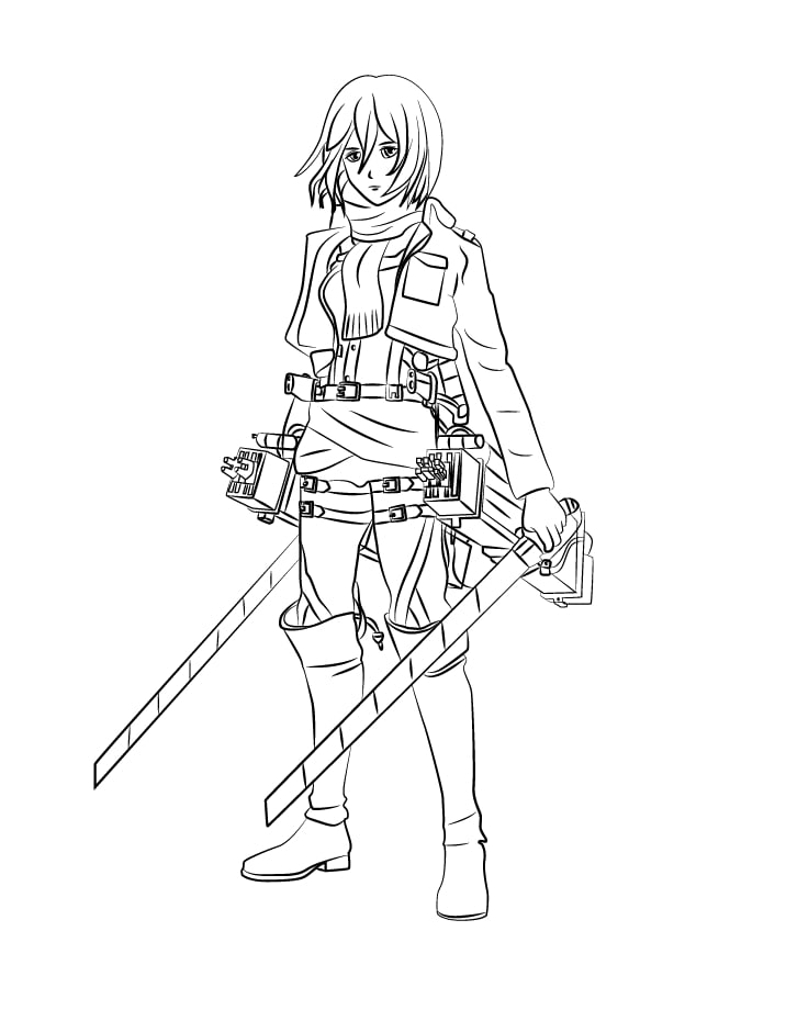 Mikasa avec des épées d'AOT