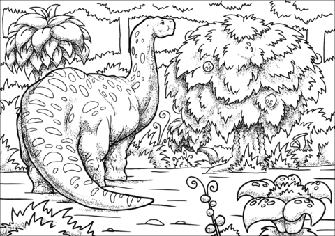 Desenho de Apatosaurus brontossauro para colorir