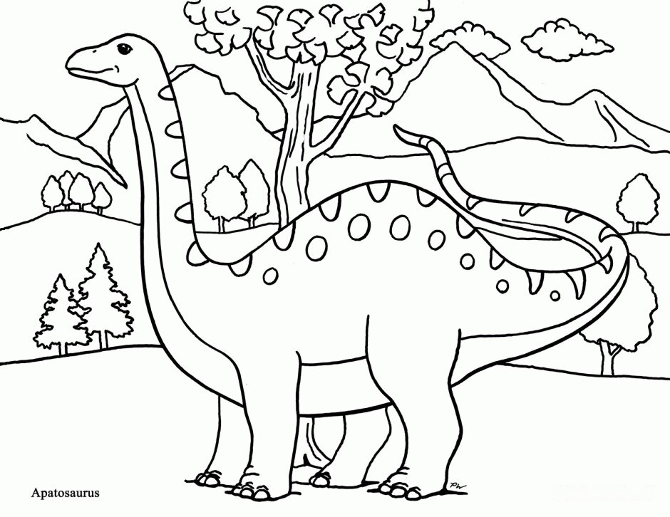 Apatosaurus Dinosaur is looking away Coloring Pages