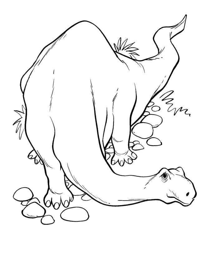 Apatosaurus Dinosaur Steps On The Rocks Coloring Pages