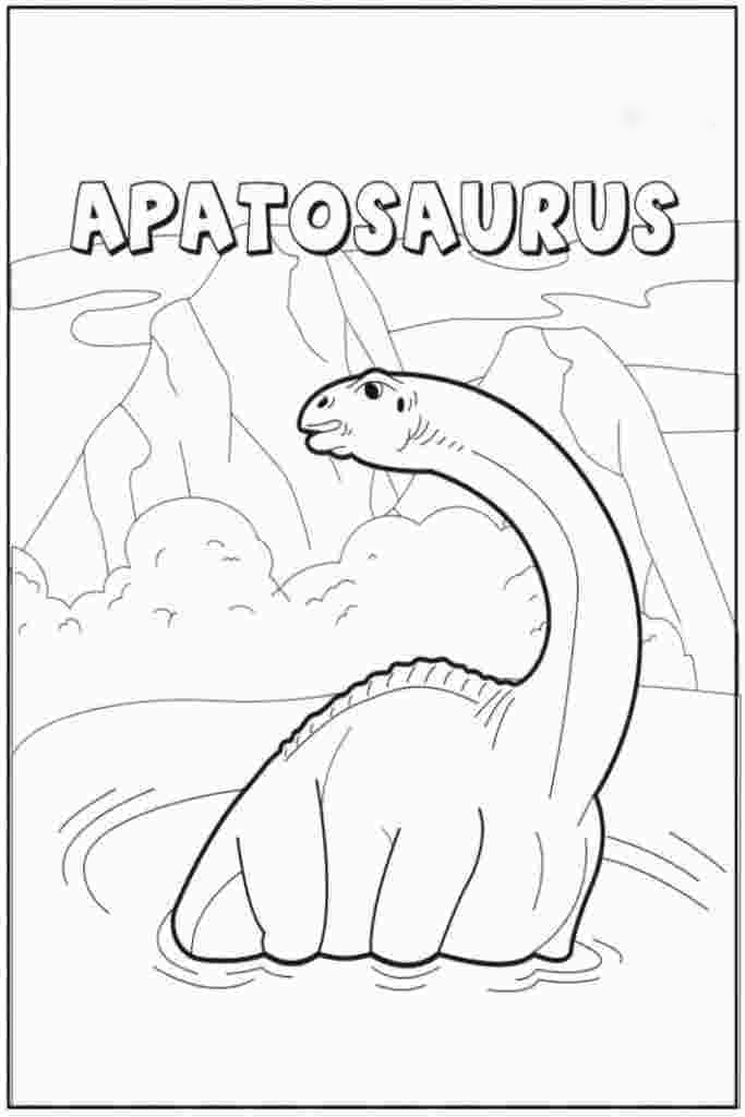 Apatosaurus in un lago da colorare