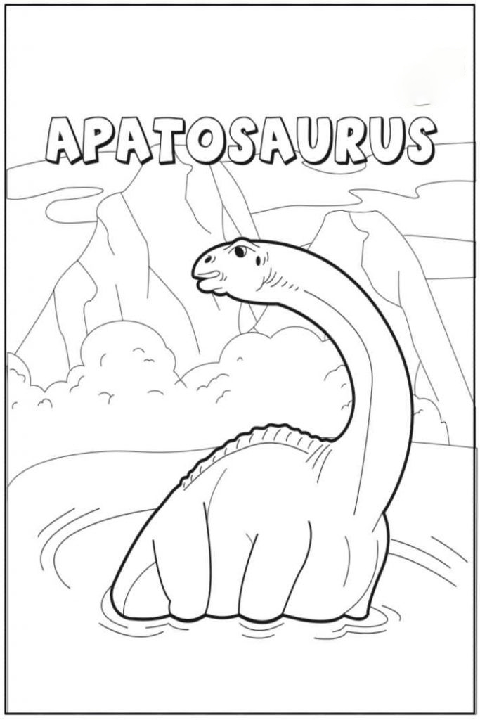 Apatosaurus in a lake Coloring Pages