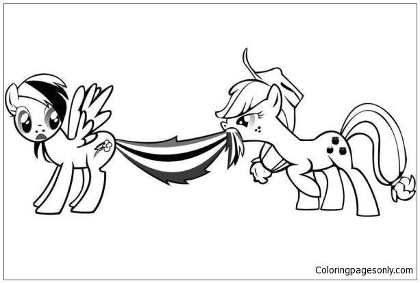 Apple Jack And Rainbow Dash My Little Pony Coloring Page