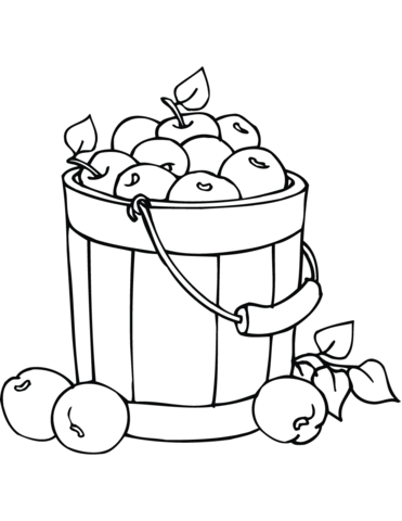 Apples in a Bucket Coloring Pages