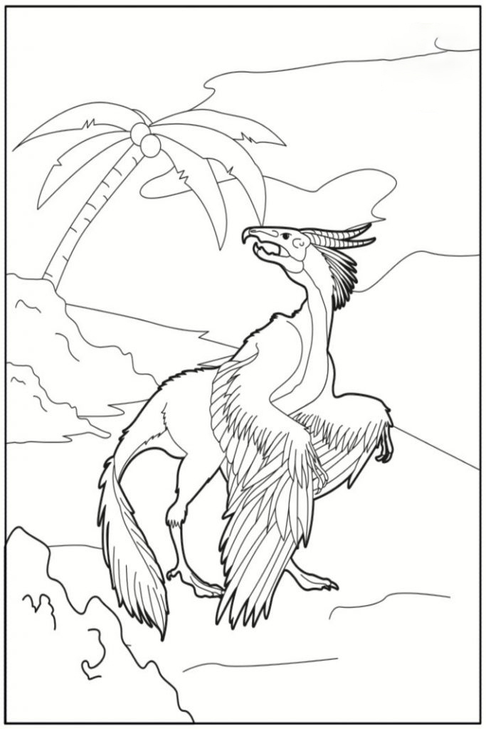 Página para colorir em pé do Archaeopteryx