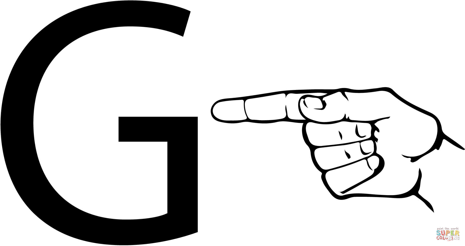 Letra G da linguagem de sinais ASL da letra G