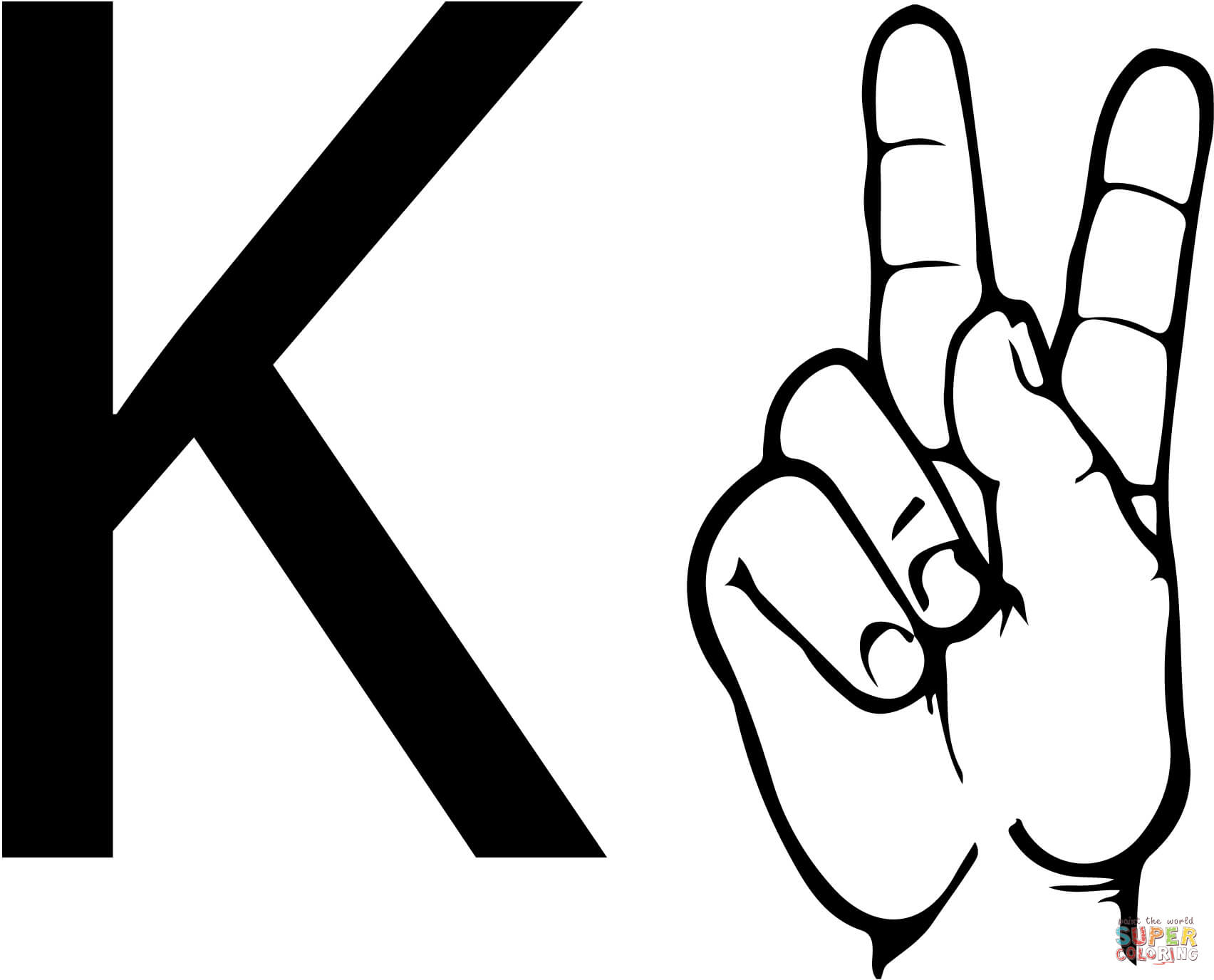 Lettre K de la langue des signes ASL à partir de la lettre K
