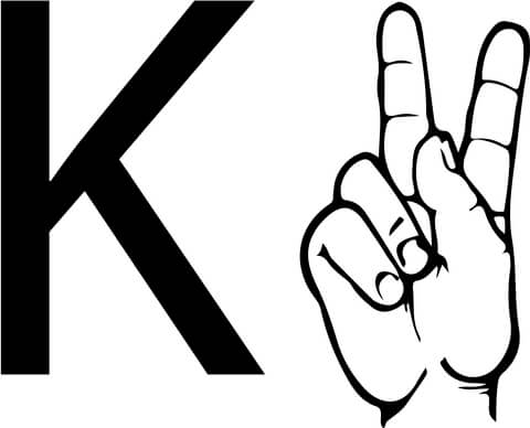 ASL Sign Language Letter K Coloring Pages