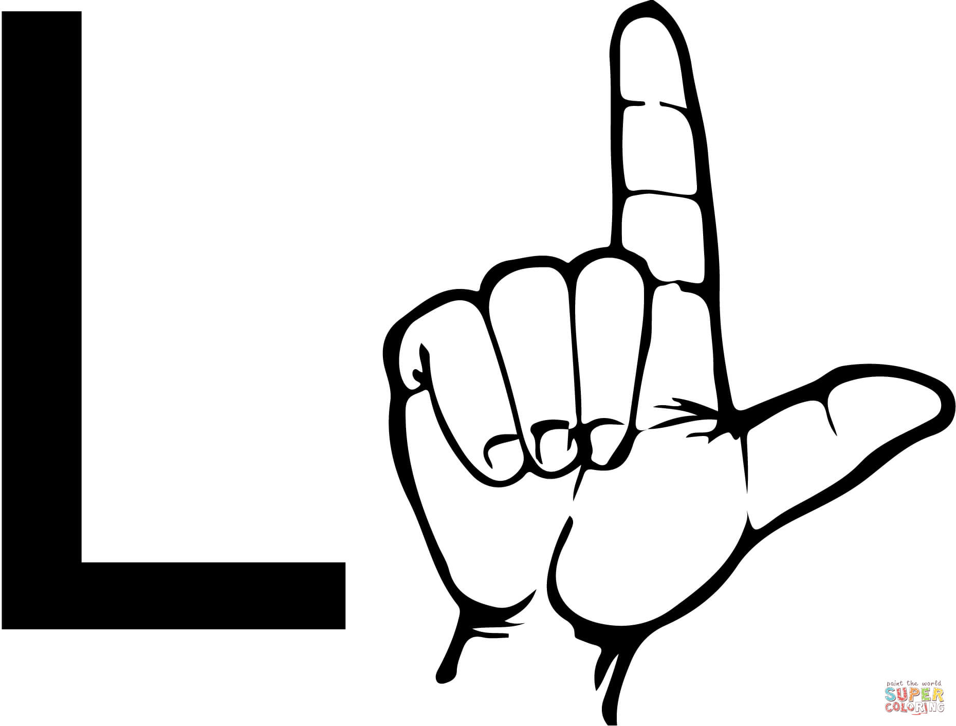 ASL-Gebärdensprache Buchstabe L aus Buchstabe L