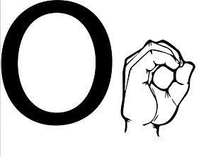 Coloriage lettre O en langue des signes ASL
