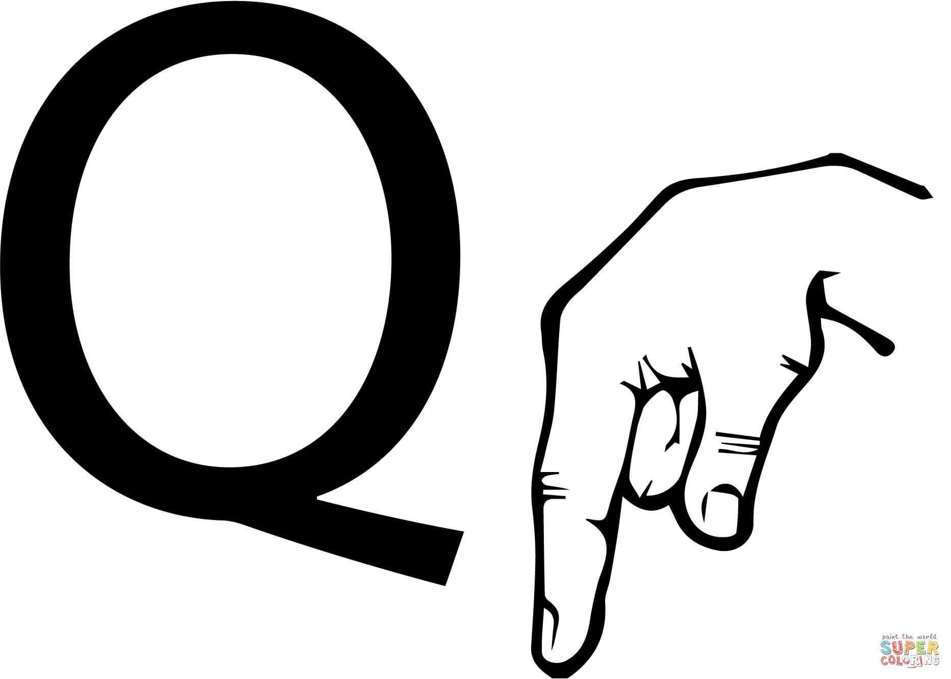 Letra Q da linguagem de sinais ASL da letra Q