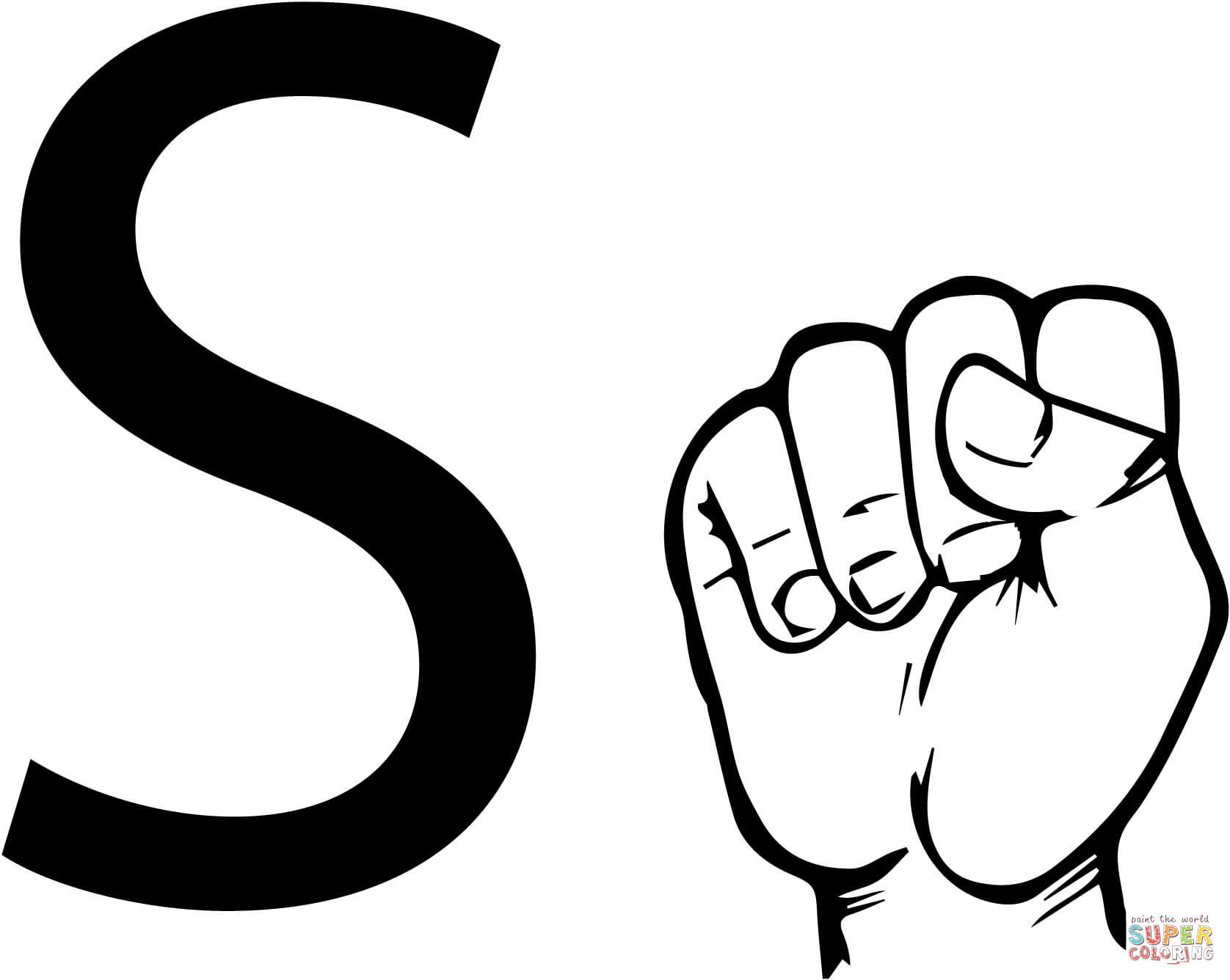 Lettera S della lingua dei segni ASL dalla lettera S