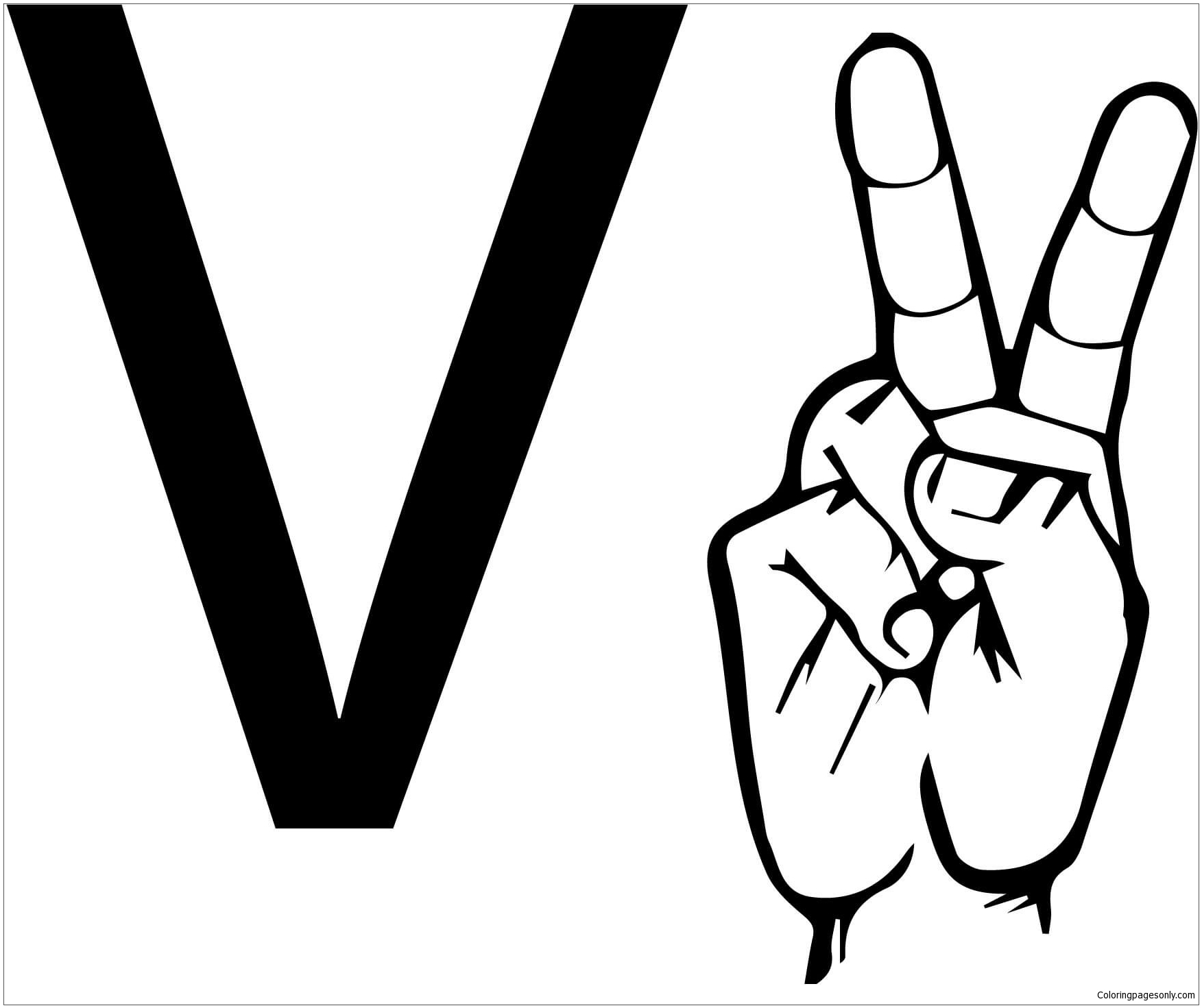 ASL-Gebärdensprache Buchstabe V aus Buchstabe V