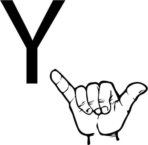 ASL Sign Language Letter Y Coloring Pages