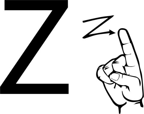 ASL Sign Language Letter Z Coloring Pages