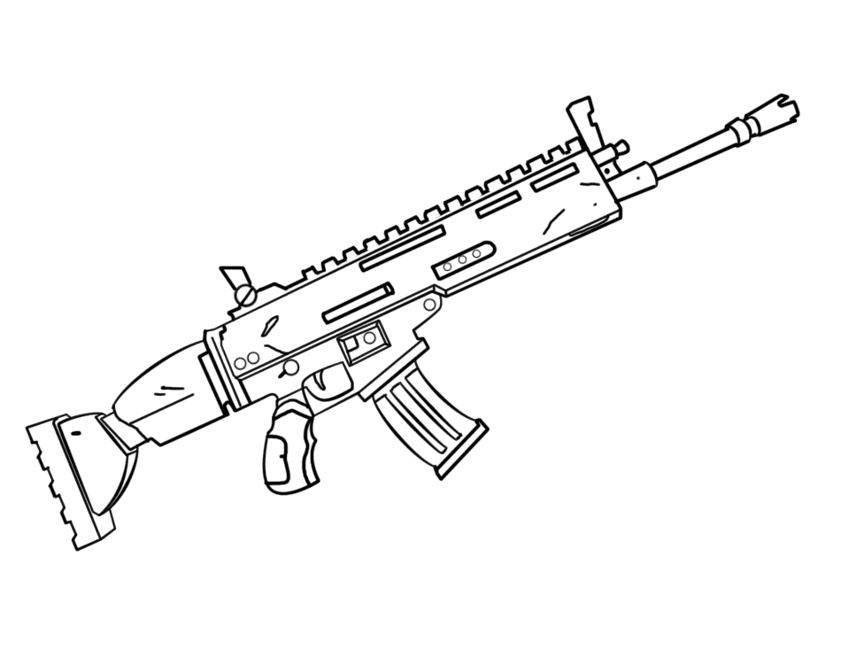 Assault Rifle Gun from Fortnite Coloring Pages - Fortnite Coloring