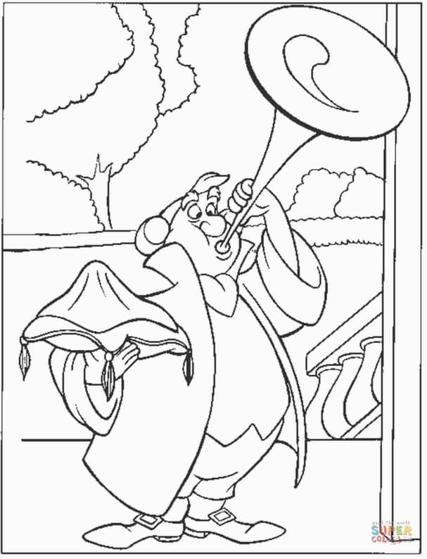 Assistant Of The Prince Play The Trumpet from Cinderella Coloring Page