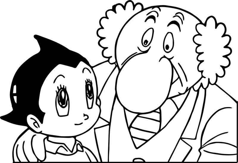 Astro e Professor Hiroshi Ochanomizu de Astro Boy de Astro Boy