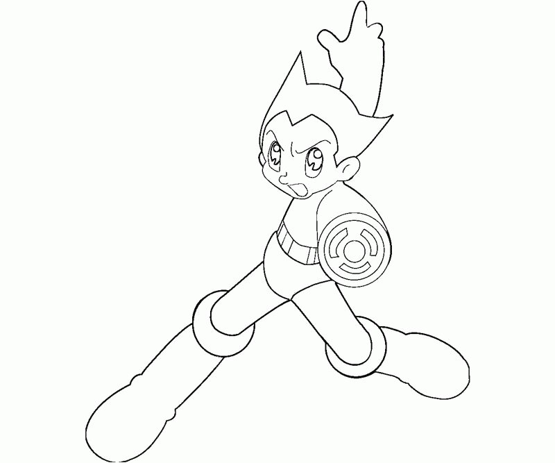 Atom Astro Boy Is Aiming Shot Enemy Coloring Pages