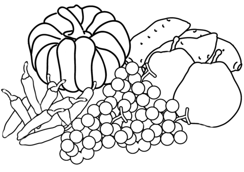 Página para colorir da colheita de outono