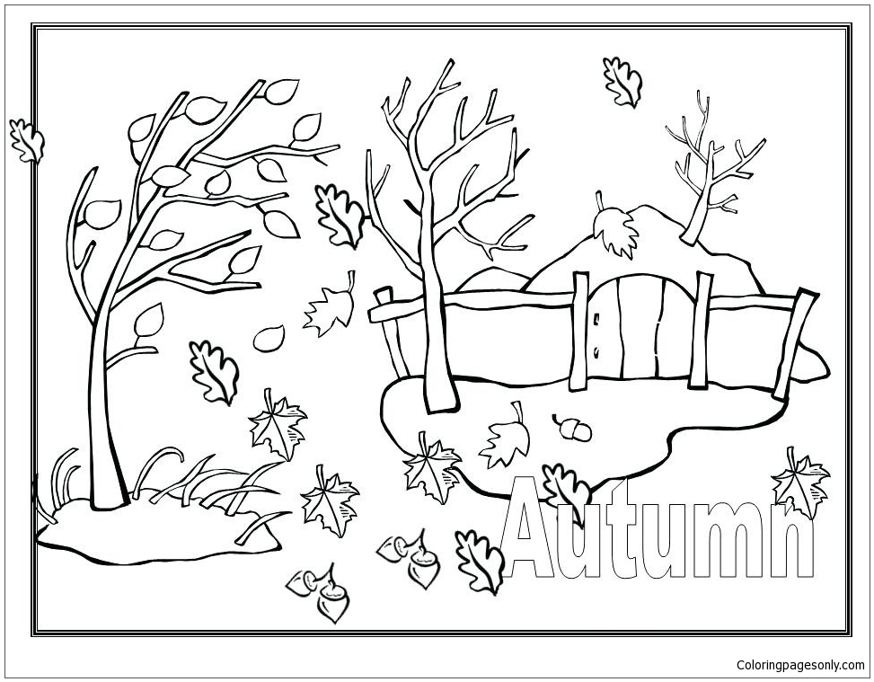 Autumn Scene - Image 2 Coloring Pages - Nature & Seasons Coloring Pages