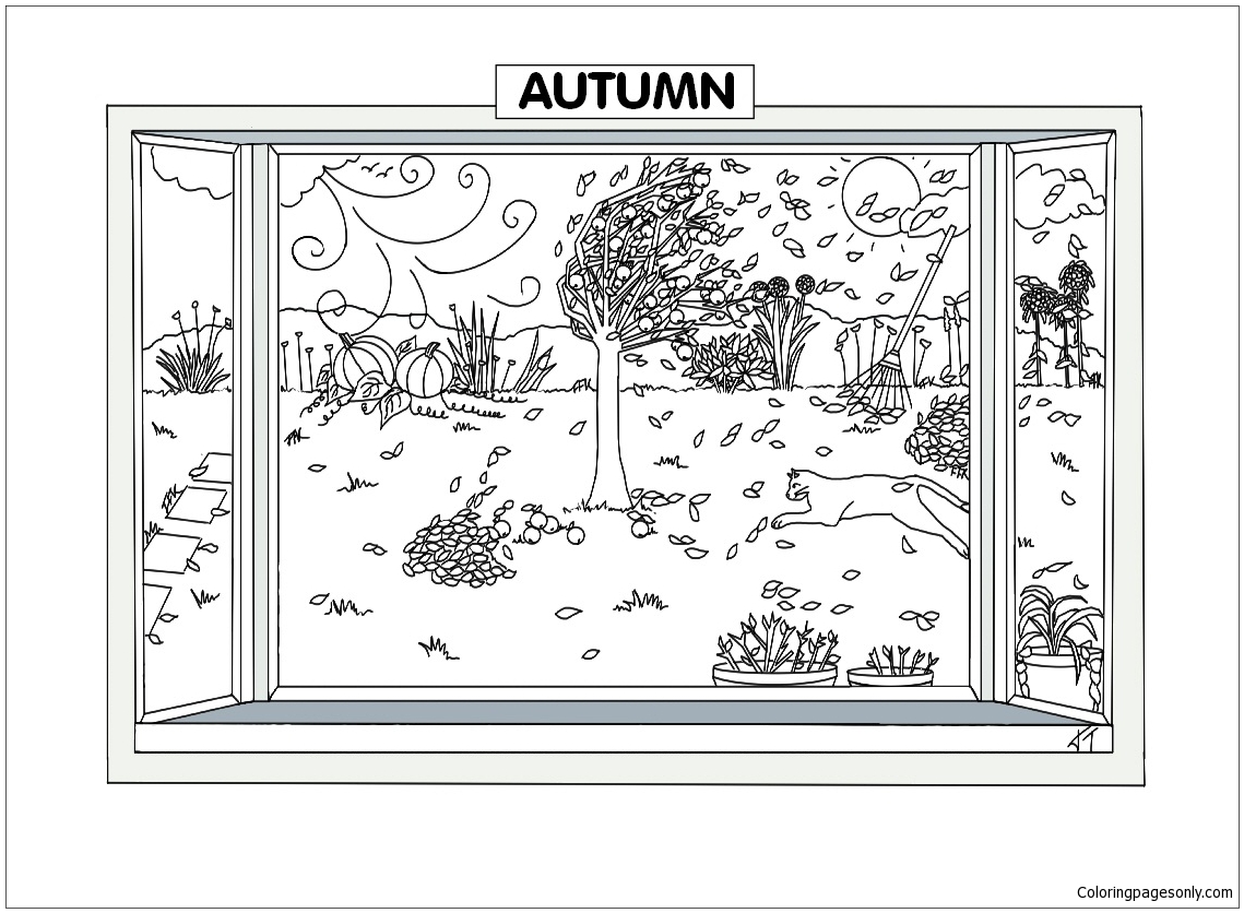 Autumn Scene Coloring Pages