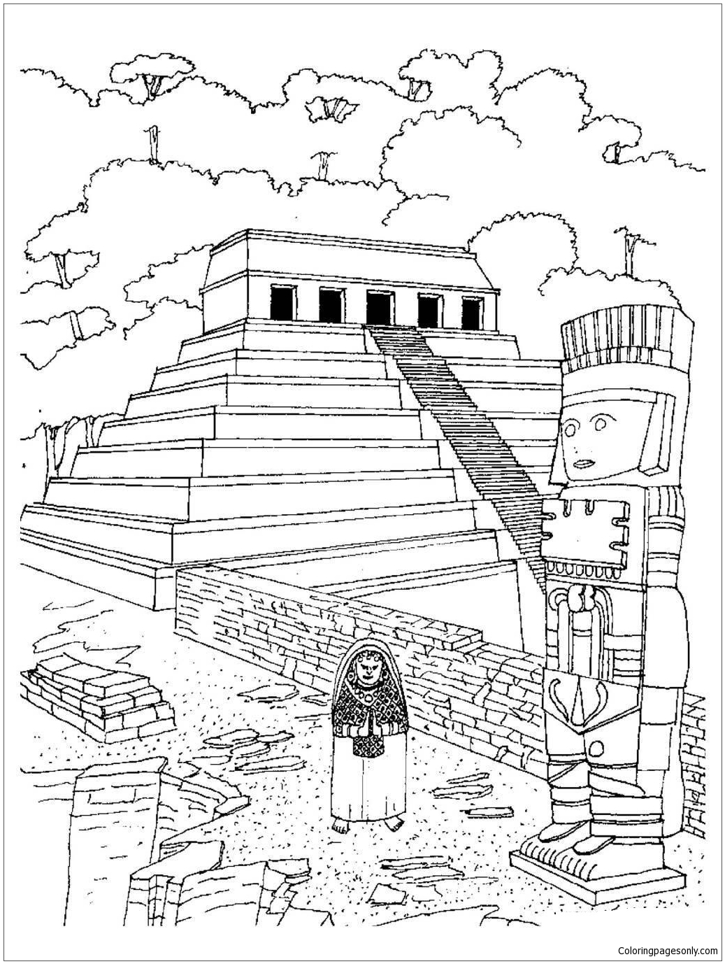 Aztec Temples Coloring Page Free Coloring Pages Online