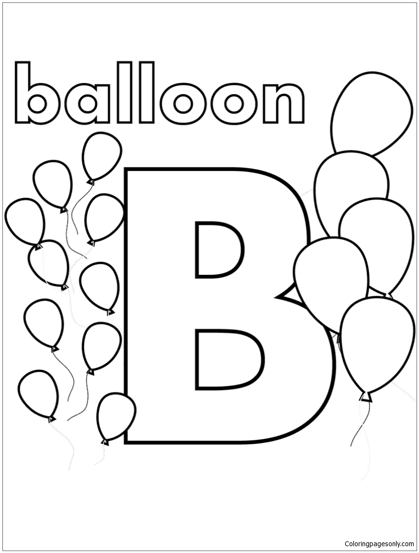 B Is For Balloon Kleurplaat