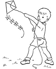 Baby Boy Flying A Kite Coloring Pages