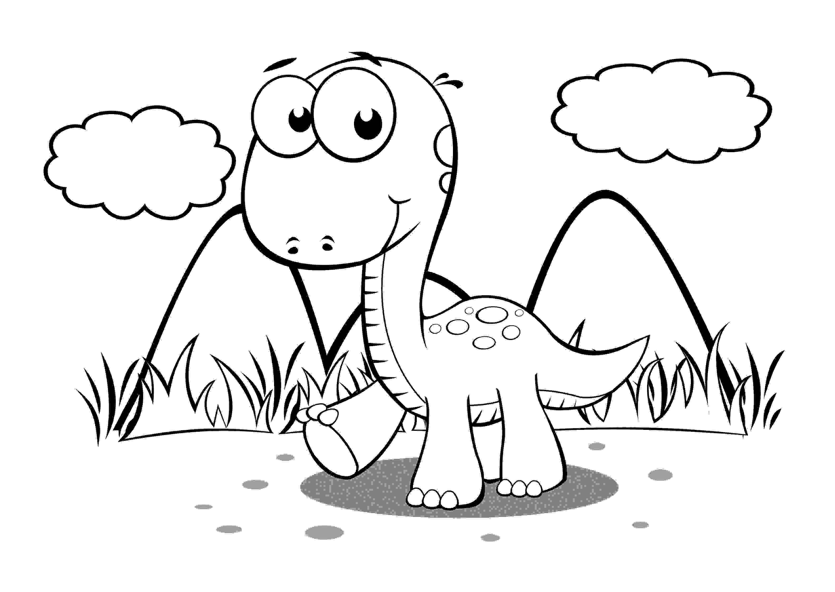 Baby Dinosaur goes around on cloud day Coloring Pages   Dinosaurs ...