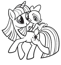 Baby Dinosaur with My Little Pony Coloring Page