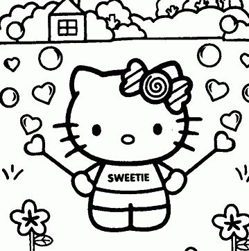 Pagina da colorare di Hello Kitty del bambino