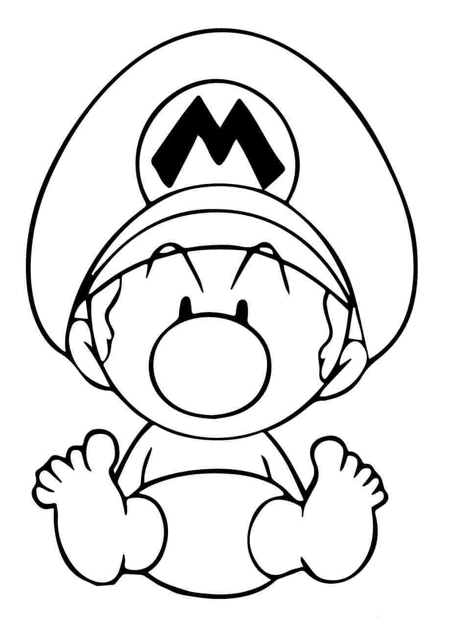 Baby Mario sitting Coloring Page