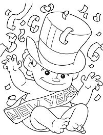 Baby New Year Coloring Page