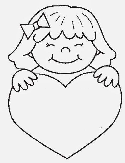Baby With Heart On Valentines Day Coloring Pages