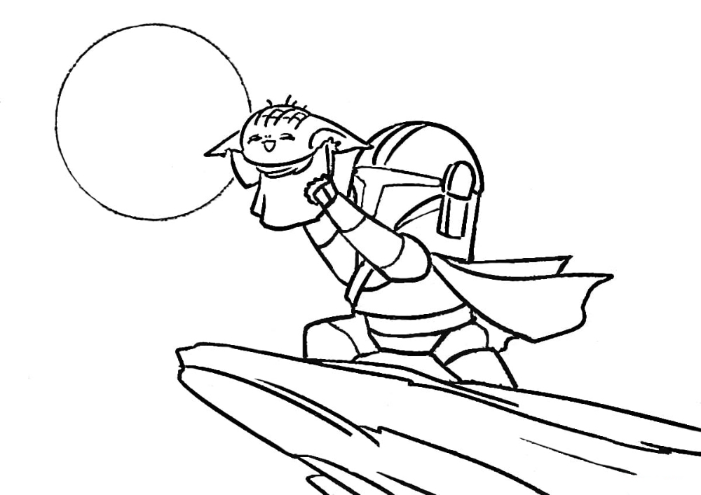 Baby Yoda To The Universe Coloring Pages
