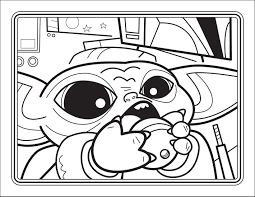 Baby Yoda drinks water Coloring Pages