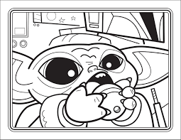 Baby Yoda Drinks Water Coloring Pages