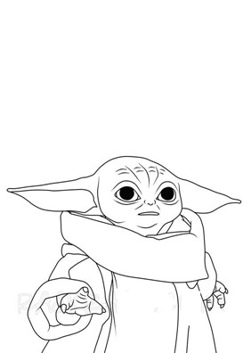 Baby Yoda indossare sciarpa da colorare