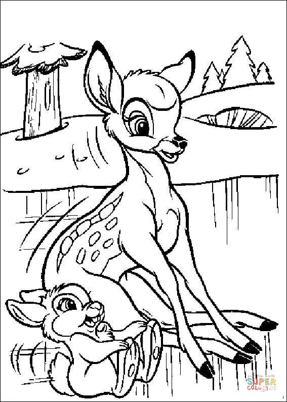 Bambi And Thumper  From Bambi Coloring Pages