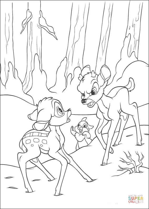 Bambi Faline And Thumper  from Bambi Coloring Pages