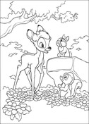 Bambi Flower And Thumper  from Bambi Coloring Page