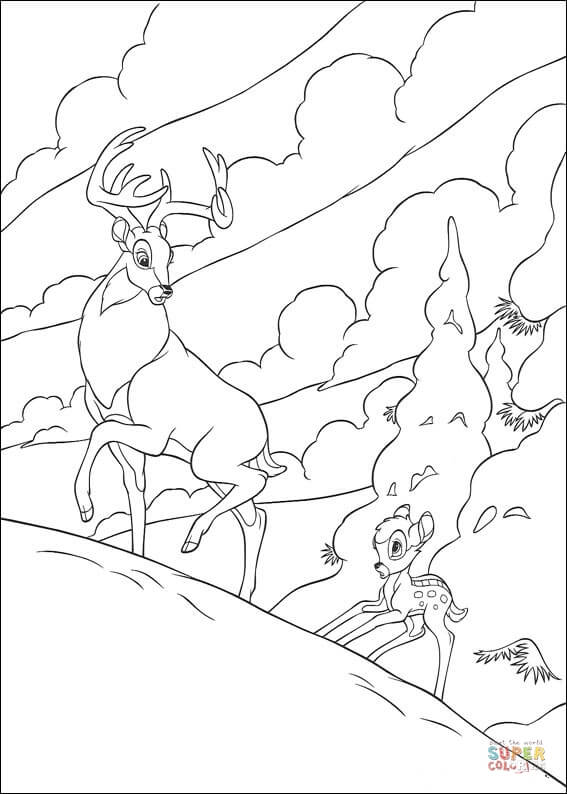 Bambi Follows Roe  from Bambi Coloring Pages