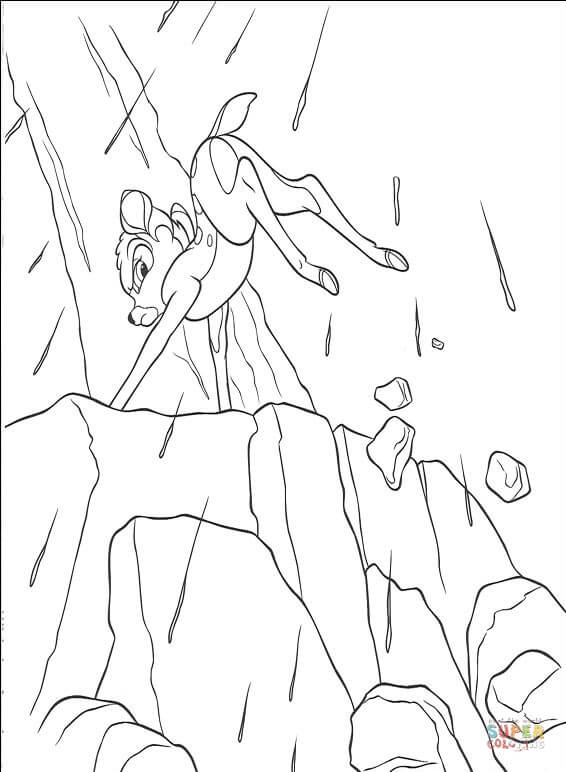 Bambi Is Climbing The Hill  From Bambi Coloring Pages