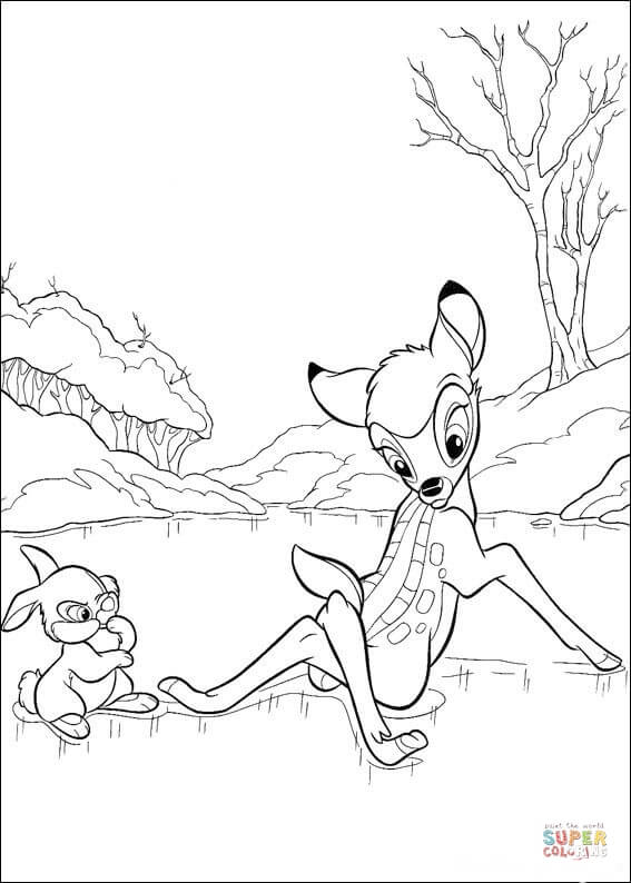 Bambi Is Falling Down  from Bambi Coloring Page