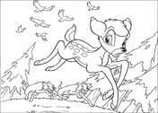 Bambi s'enfuit du loup de la page de coloriage Bambi