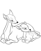 小鹿斑比和他的母亲来自 Bambi Coloring Page