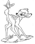 Bambi And Butterfly  from Bambi Coloring Page